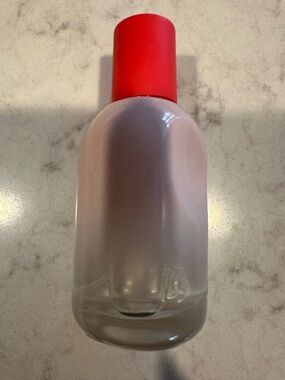 Glossier Body Bottle with Red Cap and Frosted Pink Glass 50ml